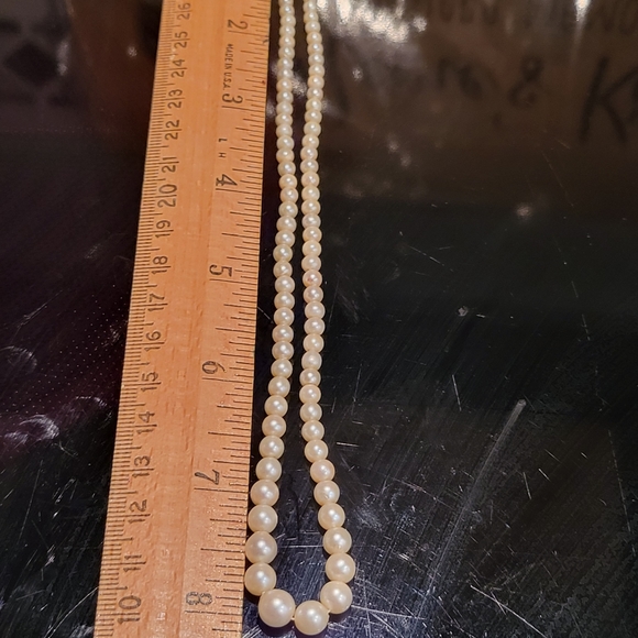 10kt White Gold Graduated Pearl Necklace 17" Vintage - Picture 4 of 14